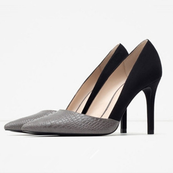 Zara Women's Pointy Block color heels - Picture 1 of 11